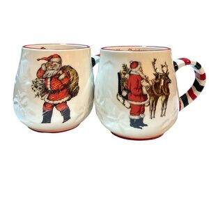 Two World Market Santa Claus Mugs hot cocoa coffee tea mug cup Christmas winter